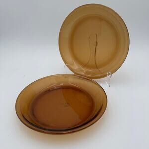 Vintage Anchor Hocking Harvest Amber Pie Plates Set of 2